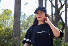 Load image into Gallery viewer, F4 - Casual Sport Black T-shirt with White Printed Stripes at Sleeve