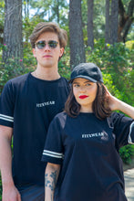 Load image into Gallery viewer, F4 - Casual Sport Black T-shirt with White Printed Stripes at Sleeve