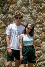 Load image into Gallery viewer, F3 - Unisex White T-shirt with Clear Sleeve & Tennis Rackets print