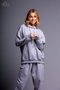 Geneva Must-have Unisex Essential Casual Pullover Hoodie in Grey