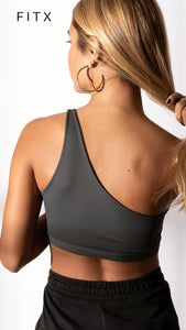 EQUALITY RIBBED ONE SHOULDER TOP BRA (GREY) for Women